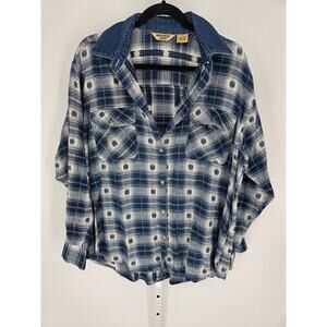 North West Blues Women's Blue Button Down Long Sleeve Cotton Shirt Size M